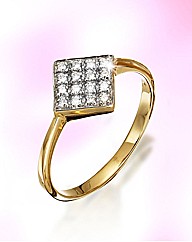 9ct Gold Diamond-Set Square Cluster Ring
