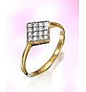 9ct Gold Diamond-Set Square Cluster Ring