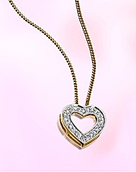 9ct Gold Diamond-Set Heart Pendant