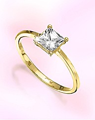 9ct Gold Cubic Zirconia Princess Ring