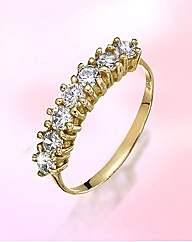 9ct Gold 7 Stone Cubic Zirconia Ring