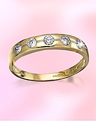 9ct Gold 5 Stone Cubic Zirconia Ring