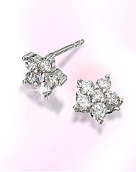 9ct White Gold Flower-Shaped Earrings
