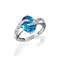 9ct White Gold Blue Topaz & Diamond Ring