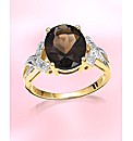 9ct Gold Smoky Quartz & Diamond Ring