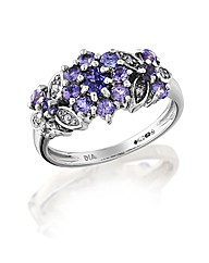 9ct White Gold Tanzanite & Diamond Ring