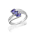 9ct White Gold 3 Stone Tanzanite Ring