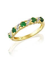 9ct Gold Emerald and Diamond-Set Ring