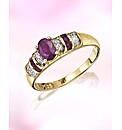 9ct Gold Ruby and Diamond-Set Ring