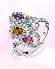 9ct White Gold Multi-Stone Ring