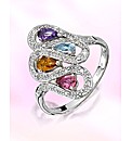 9ct White Gold Multi-Stone Ring