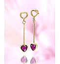 9ct Gold Gem Stone Heart Drop Earrings