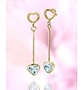 9ct Gold Gem Stone Heart Drop Earrings