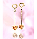 9ct Gold Gem Stone Heart Drop Earrings