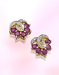 9ct Gold Gem Stone Stud Earrings