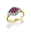 9ct Gold Gem Stone and Diamond-Set Ring