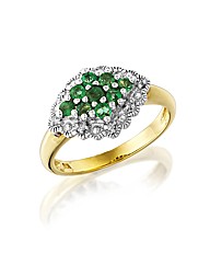 9ct Gold Gem Stone and Diamond-Set Ring