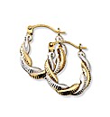 9ct Gold 2-Colour Twist Hoop Earrings