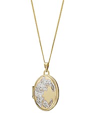 9ct Gold Two-Tone Flower Locket Pendant