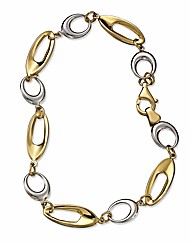 9ct Gold Two-Colour Oval Link Bracelet