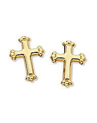9ct Gold Cross Stud Earrings