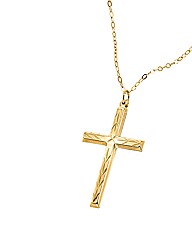 9ct Gold Diamond-Cut Cross Pendant