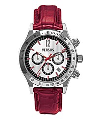 Versus Gents Red Leather Strap Watch