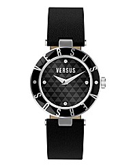 Versus Ladies Black Leather Strap Watch