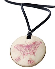 Kaolin Pink Butterflies Disc Pendant