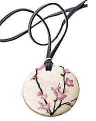Kaolin Pink Flower Disc Pendant