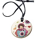 Kaolin Russian Doll Round Disc Pendant
