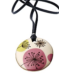 Kaolin Dandelion Design Disc Pendant