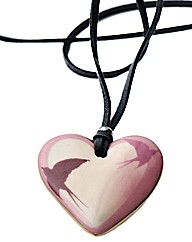 Kaolin Swallow Design Heart Pendant