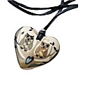 Kaolin Owl Duo Heart Disc Pendant