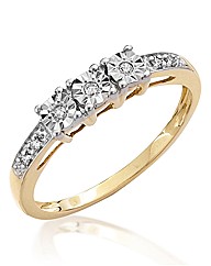 9ct Gold Three Stone Diamond Ring