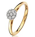 9ct Gold 15 Point Diamond Cluster Ring