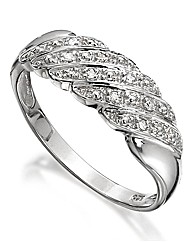 Sterling Silver Diamond-Set Band Ring