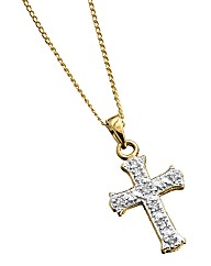 9ct Yellow Gold Diamond Cross Pendant