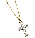9ct Yellow Gold Diamond Cross Pendant