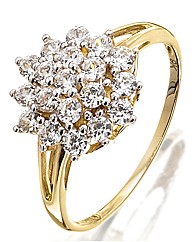 9ct Gold & Cubic Zirconia Cluster Ring