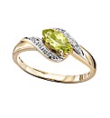 9ct Yellow Gold, Diamond & Peridot Ring