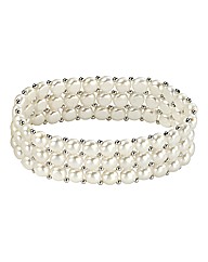 Three Strand Pearl Stretch Bracelet