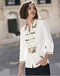 Embroidery Lace And Print Detail Shirt