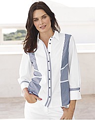 Stripe Panelled Fitted Shirt