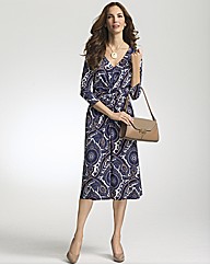 Gina Bacconi Paisley Print V Neck Dress