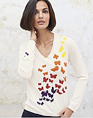 Cachemire White Butterfly Jumper