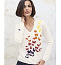 Cachemire White Butterfly Jumper