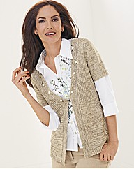 Lebek Tape Knit Short Sleeve Cardigan