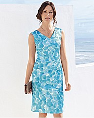 Gold Dapple Print Silky Wrap Over Dress