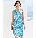 Gold Dapple Print Silky Wrap Over Dress